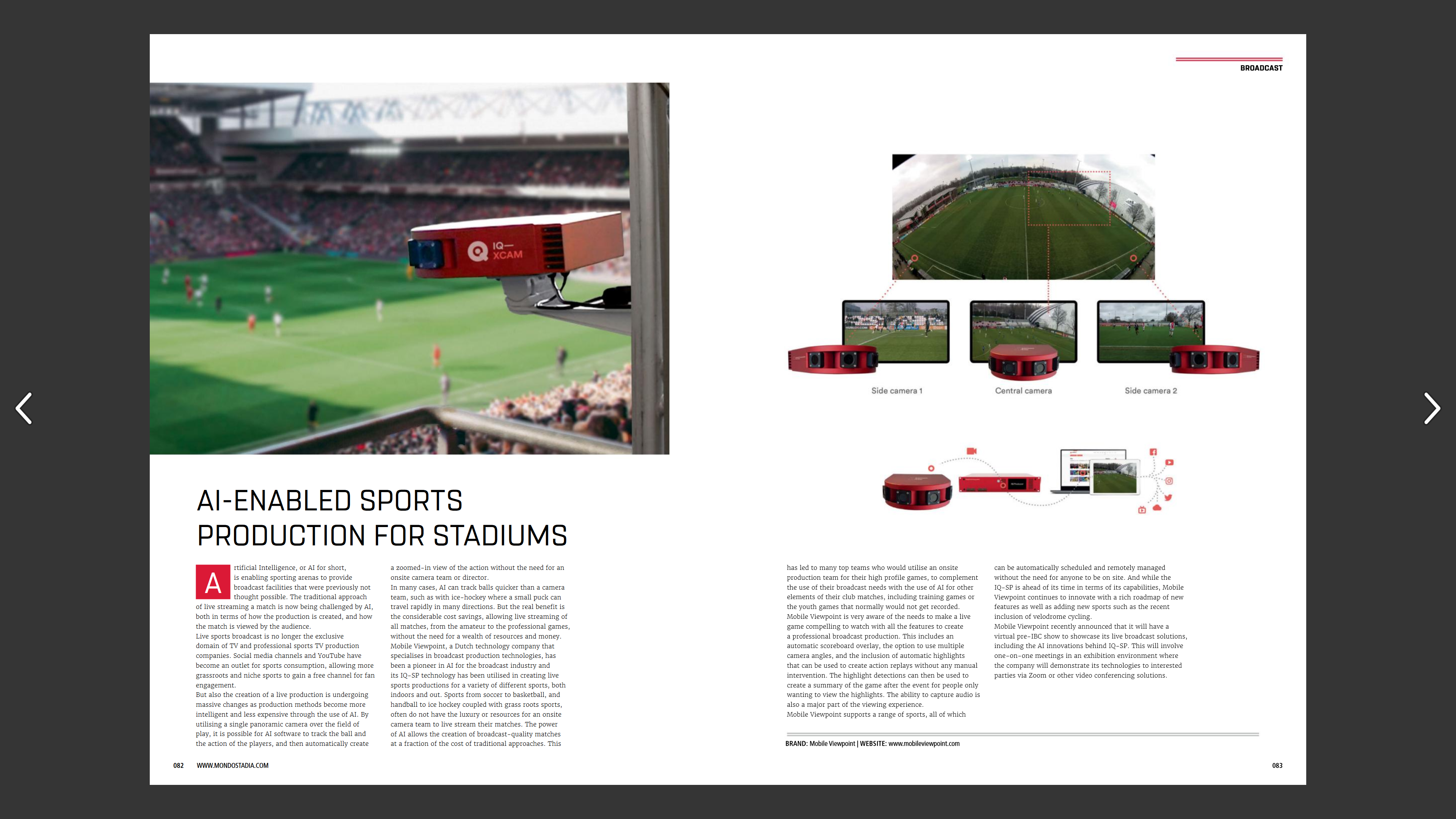 MONDO September 2020 issue; AI enables compelling Sports TV Productions for Stadiums