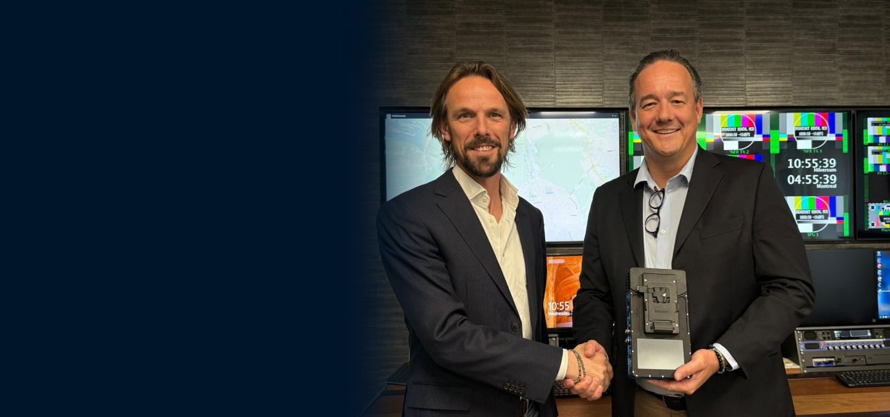 Frank Steenbeek of Broadcast Rental with Jeroen Dijkhuizen of Vislink