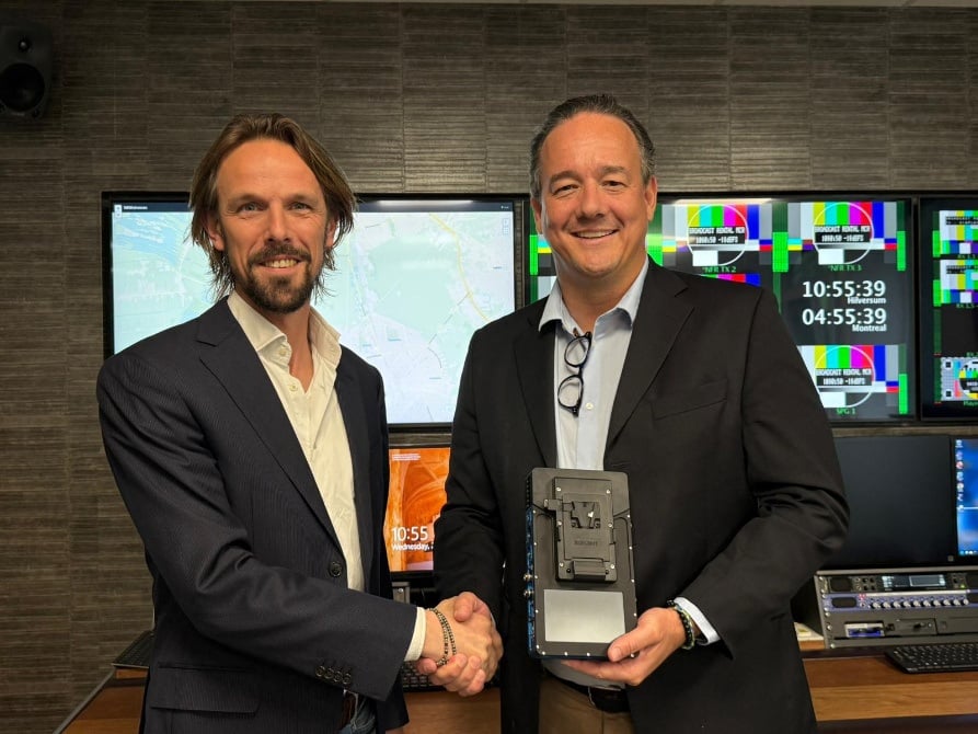 Frank Steenbeek of Broadcast Rental with Jeroen Dijkhuizen of Vislink